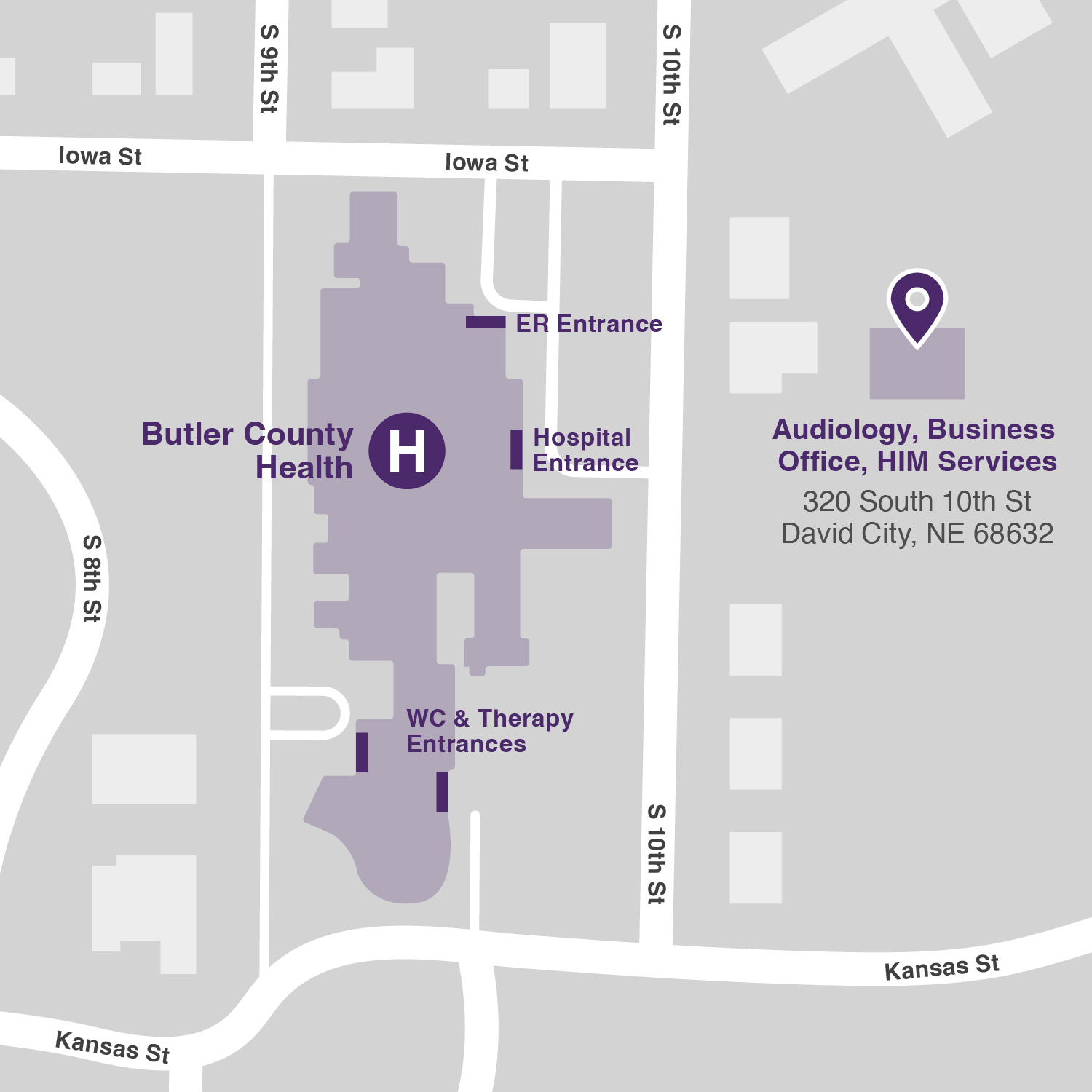 Butler County Health Campus Map with Audiology Noted